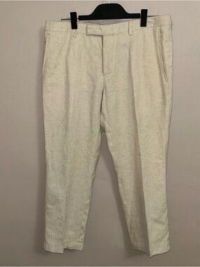 Billy Reid Men's Light linen blend Cream Dress Pants